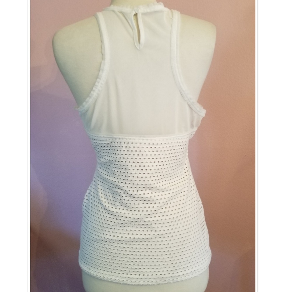 BCBGMaxAzria Katlin Geometric Mesh Tank - Picture 5 of 7